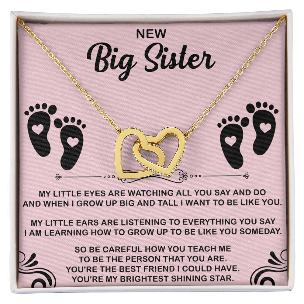 New Big Sister Interlocking Hearts Necklace - Big Sister gifts - Beauty Belliss
